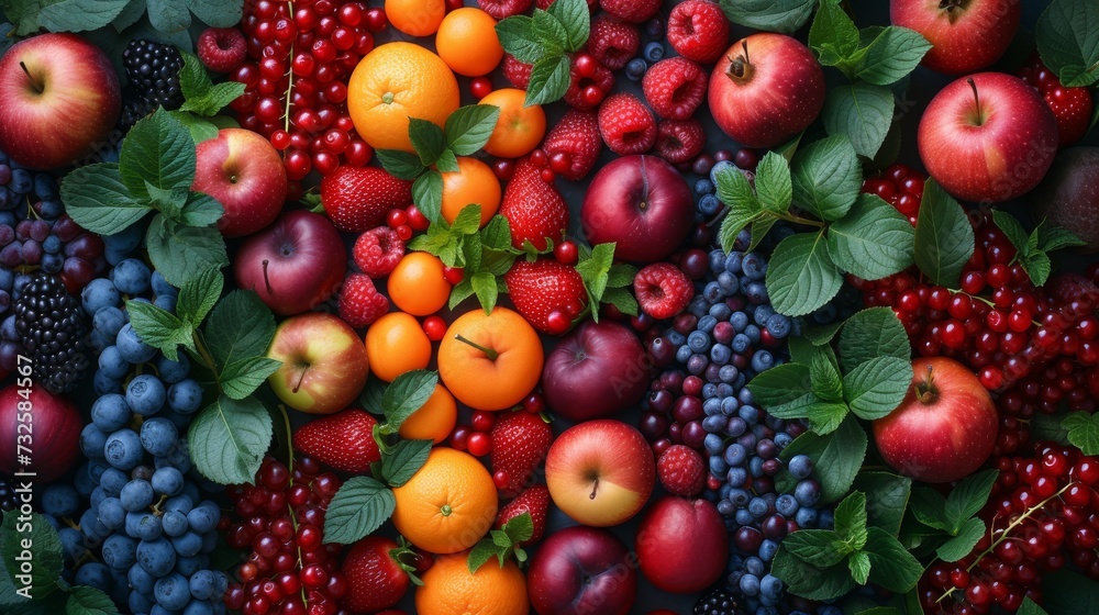 fruits  and berries Composition, Top view