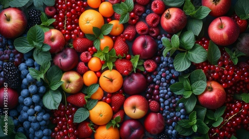 fruits and berries Composition, Top view