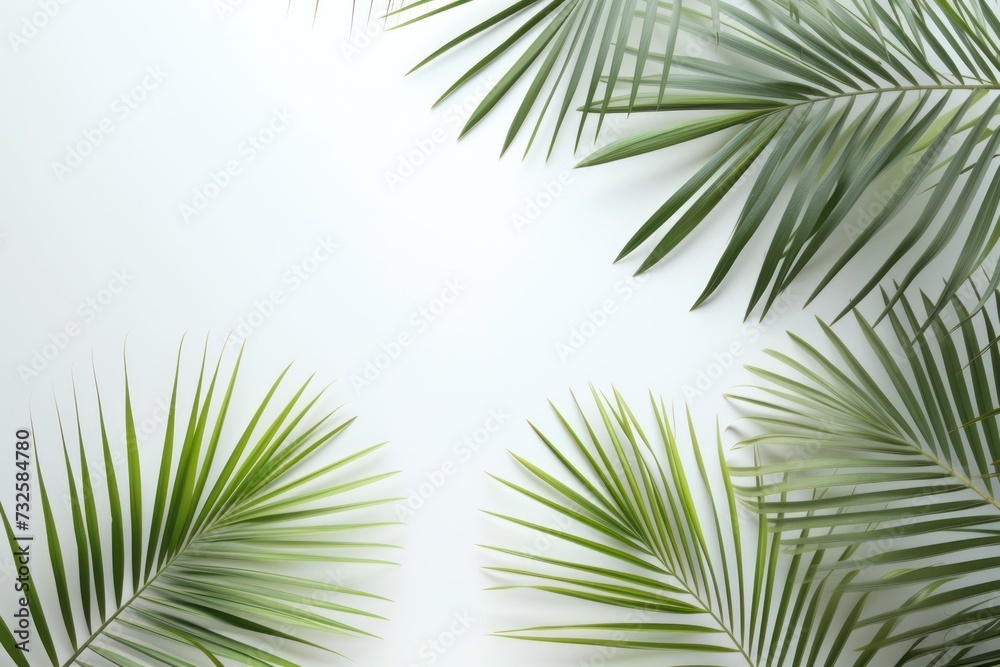 White Elegance A Serene Flat Lay of Isolated Palm Branches