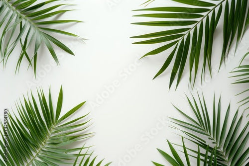 White Elegance A Serene Flat Lay of Isolated Palm Branches