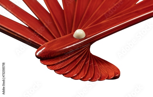 Japanese traditional hand fan from bamboo and paper or silk isolated on white