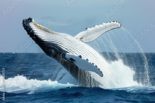 Freeze the elegance of a breaching humpback whale