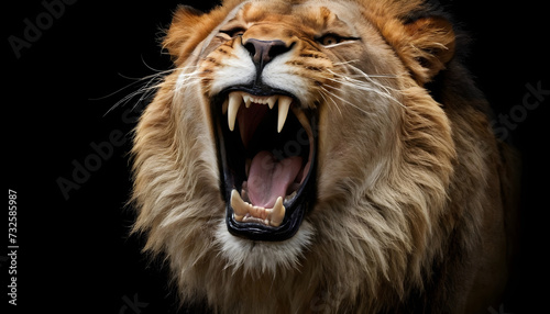  Lion-Roaring-On-Black-Background