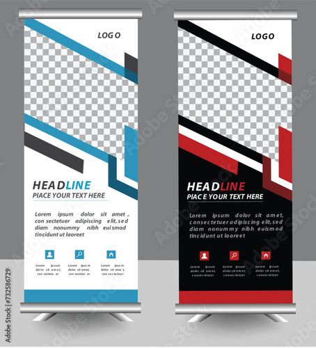 Corporate business roll up banner design with 2 colors 