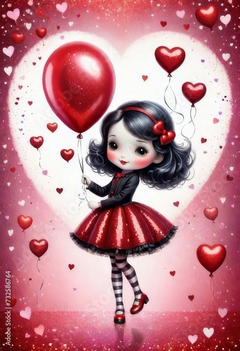 girl with a heart shaped balloon © mids