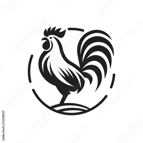 Vector silhouette of the rooster vector icon illustration design