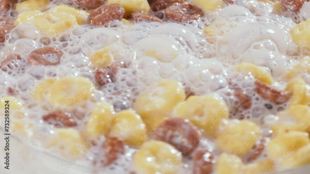 Breakfast Chocolate corn cereal in a bowl with milk. Breakfast Chocolate corn cereal in a bowl with milk.