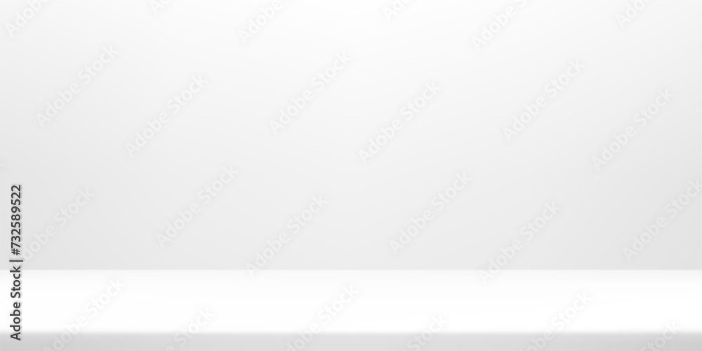 White studio room background. Realistic white studio wall background. Banner for advertise product on website. Vector illustration. White studio room background. Realistic white studio wall background. Banner for advertise product on website. Vector illustration.