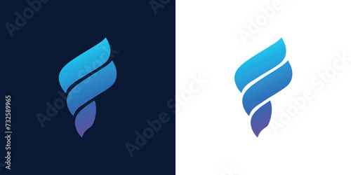 Technology f logo, abstract logo, internet icon, technology fire logo photo