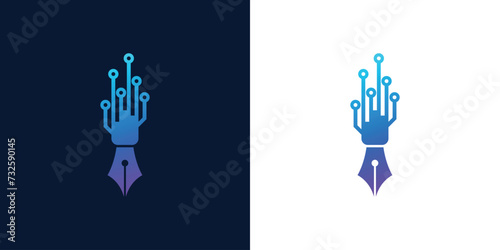 Technology pen logo, abstract logo, internet icon