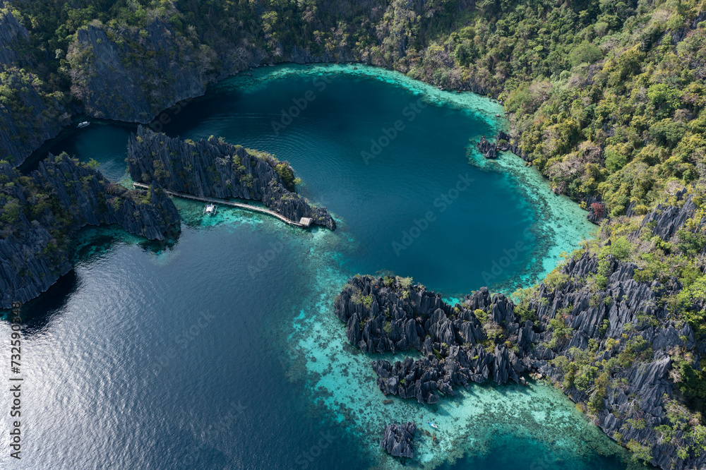 Aerial view of Twin Lagoon in the Philippines