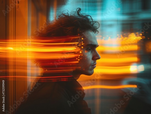 Street photography of Man, High-speed dynamics, motion long exposure