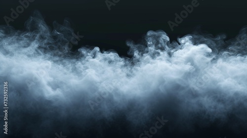 White abstract background explosion fog liquid cloud. Dense swirling fog or smoke over a dark background.