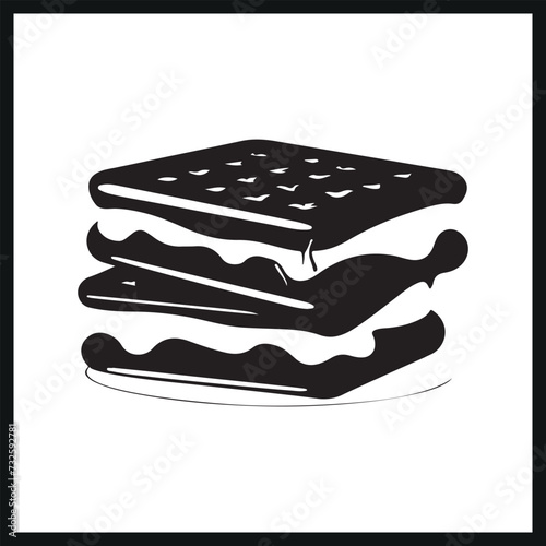 Black Silhouette Smores Clipart, Silhouette Smores Vector Design, Smores Logo ,Icon