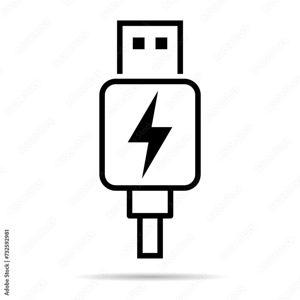 USB plug cable icon technology with shadow, connect device sign, electronic portable symbol ,vector illustration media USB plug cable icon technology with shadow, connect device sign, electronic portable symbol ,vector illustration media