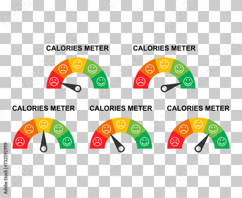Set of Calories healthy diet icon, nutrition food low sign, kcal zero web vector illustration