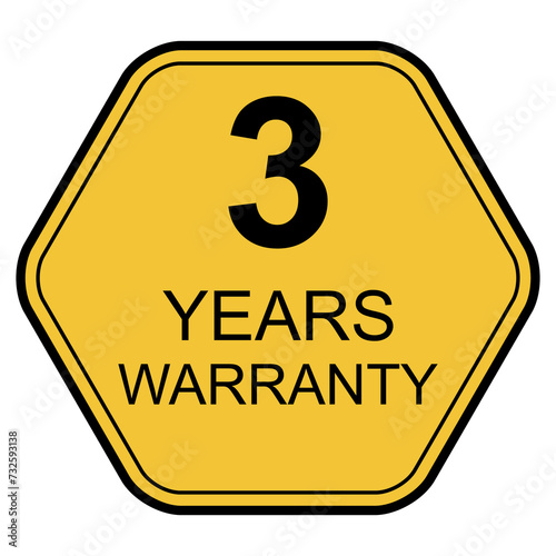 Three years warranty icon, badge seal guarantee certificate customer sign, stamp vector illustration