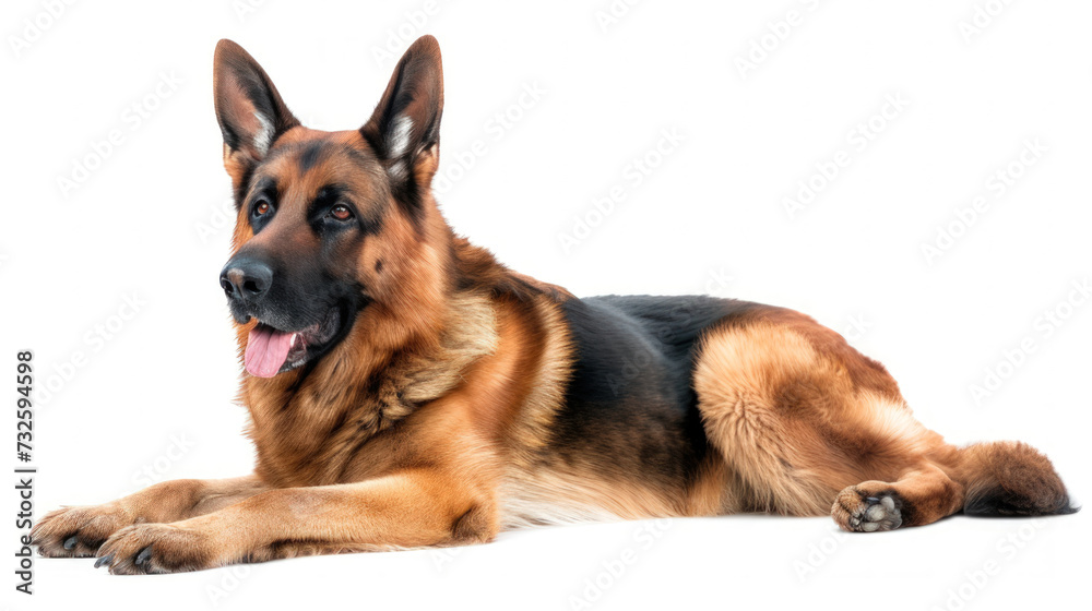 A Majestic German Shepherd Isolated on a Clear Background A Majestic German Shepherd Isolated on a Clear Background