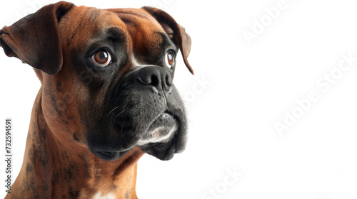 A Detailed Portrait of a Boxer Dog on Isolated White Background