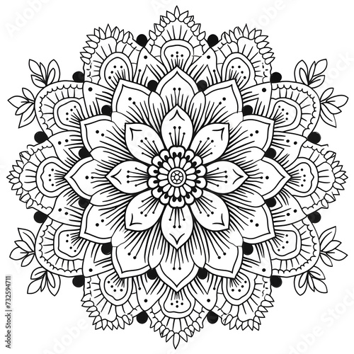 Floral mandala coloring book page  mandala coloring book page  flower coloring book page  floral design  mandala style