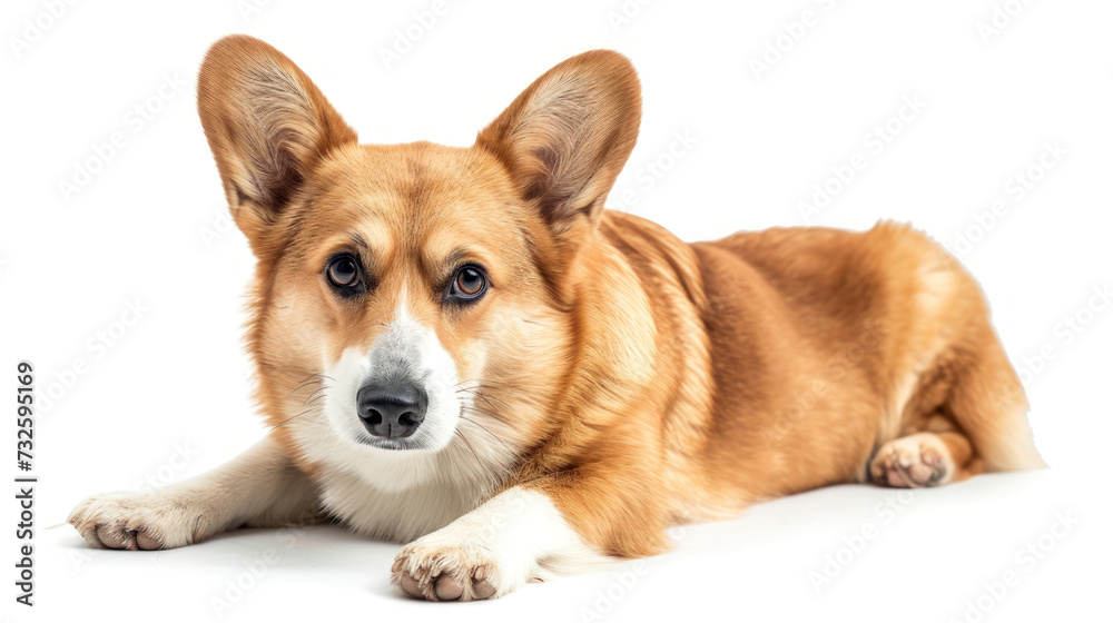 A Playful Corgi Isolated on a White Background A Playful Corgi Isolated on a White Background