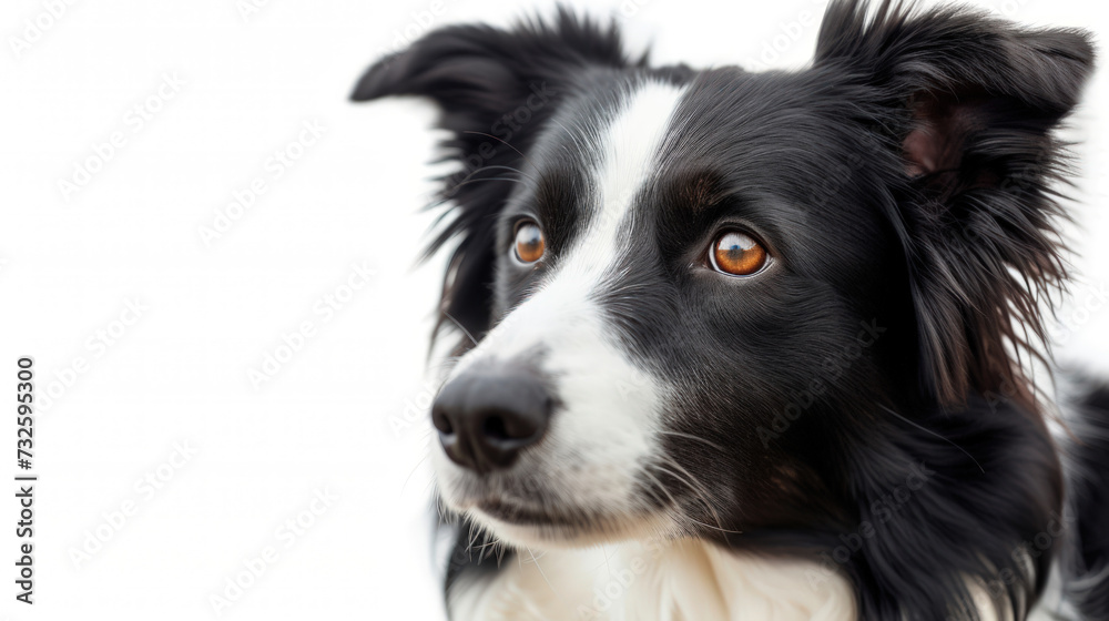 A Captivating Close-Up of a Border Collie on White Background A Captivating Close-Up of a Border Collie on White Background