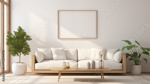Elegance in Simplicity: Modern Living Room with Natural Accents © heroimage.io