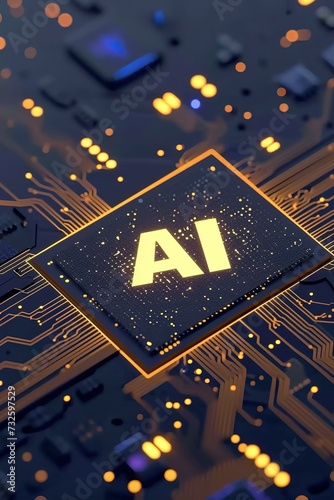 Artificial intelligence microchip. Microprocessor with AI technology