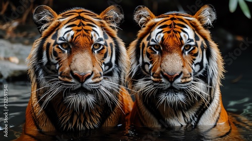 Majestic Tigers in Water photo