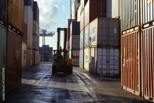 Forklift Operating in Container Yard
