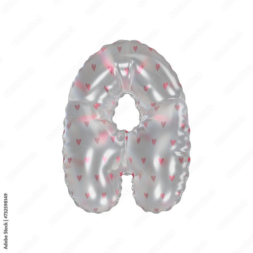 3D pink hearts pattern transparent helium balloon letter A 3D pink hearts pattern transparent helium balloon letter A
