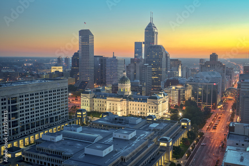 Indianapolis  Indiana  USA Downtown Skyline at Twilight