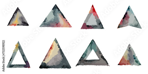 Vector illustration of multiple watercolor style black triangles