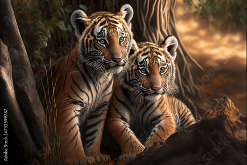 tiger cubs in the jungle