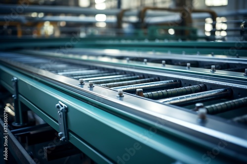 Production line conveyor roller transportation objects.