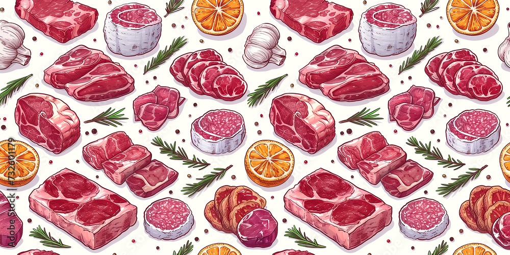 Wide banner illustration of grocery restaurant advertising Wide banner illustration of grocery restaurant advertising