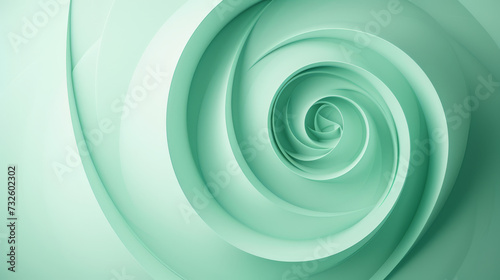 Mesmerising mint green spiral design radiating with bold, seamless curves.