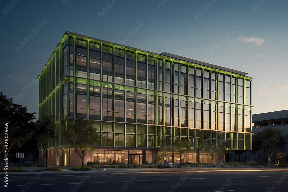Cutting-Edge Commercial Building with Energy-Efficient Features. 