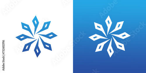 Snowflake icon blue star ice snow cold flat design