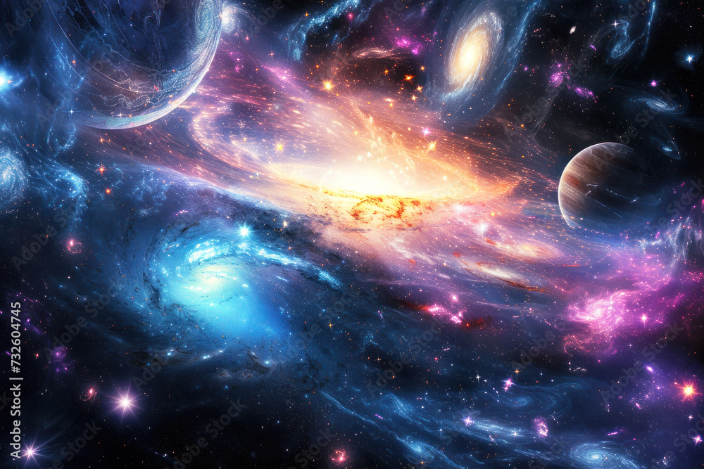 Obraz premium Amazin g bright spiral cosmic galaxy