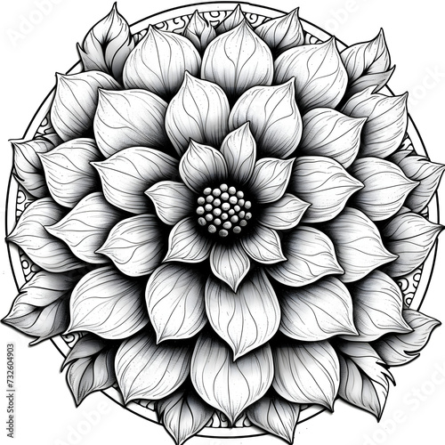 Floral mandala coloring book page, mandala coloring book page, flower coloring book page, floral design, mandala style