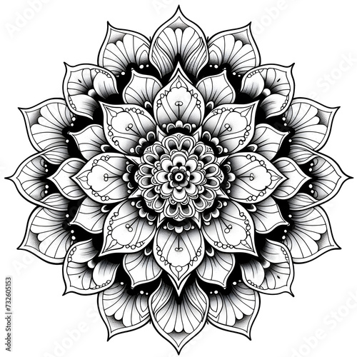 Floral mandala coloring book page, mandala coloring book page, flower coloring book page, floral design, mandala style