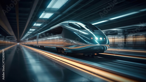 A magnetic levitation train, High-speed rail. photo