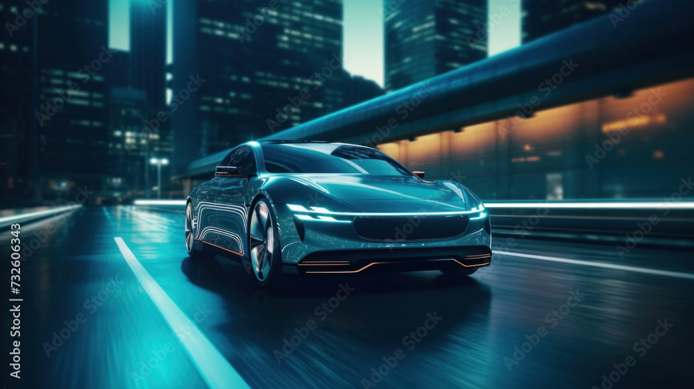 A self-driving car controlled by an artificial intelligence autopilot, Future technologies A self-driving car controlled by an artificial intelligence autopilot, Future technologies