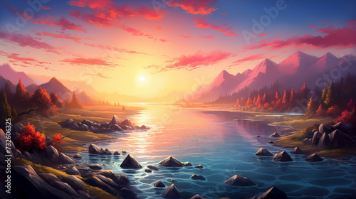 Beautiful fantasy seascape at sunset
