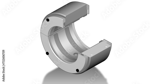 Plain journal bearing illustration showing turbomachinery assembly with babbitt, oil seal, and oil distribution features