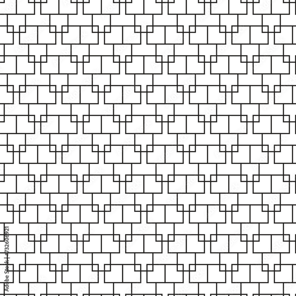abstract seamless repeatable black rectangle line pattern art.