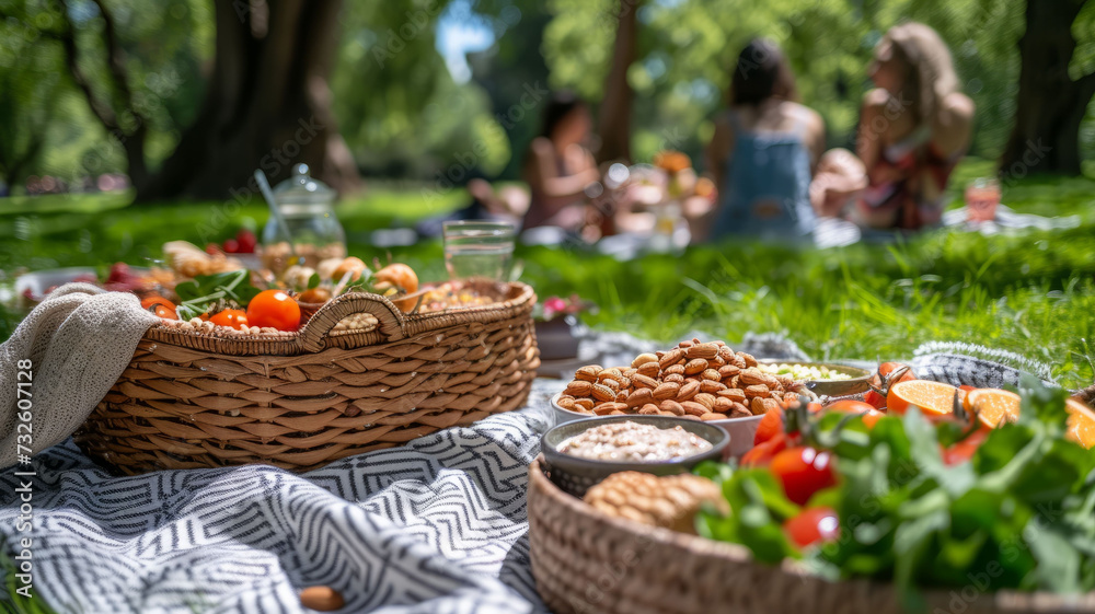 Summertime Picnic Feast in a Shady Park Summertime Picnic Feast in a Shady Park