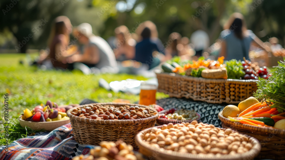 Sunny Park Picnic with Friends and Fresh Food Sunny Park Picnic with Friends and Fresh Food