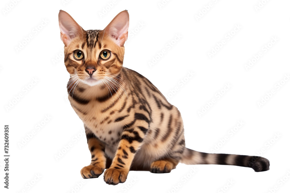 Bengal cat on white background